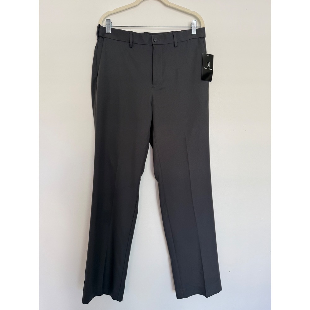 NEW PGA TOUR Mens Golf Pants Dk Gray 32x32 Flat Front Expandable‎ Waist